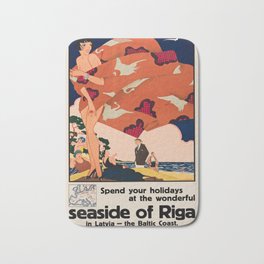 affiches seaside of Riga Bath Mat | Intourist, Urss, Riga, Union, Oude, Retro, Ussr, Typography, Sowjet, Vintage 