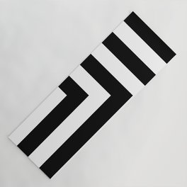 Black and White Angle Striped Pattern Yoga Mat