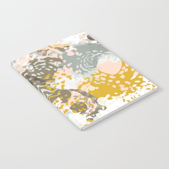 Hutton - Modern abstract painting for home decor and cell phone cases in gold grey mint white Notebook