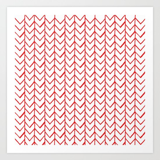 Herringbone Red Art Print