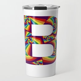 capital letter B with rainbow colors and spiral effect Travel Mug