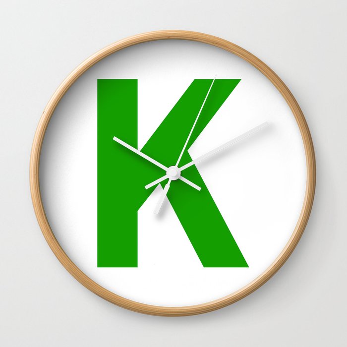 Letter K (Green & White) Wall Clock