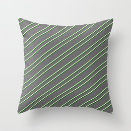 [ Thumbnail: Dim Gray, Beige & Dark Green Colored Pattern of Stripes Throw Pillow ]