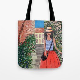 A girl in vacation Tote Bag