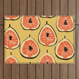 Cute doodles fig fruits seamless pattern Outdoor Rug