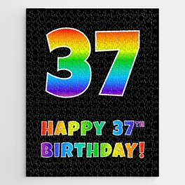 [ Thumbnail: HAPPY 37TH BIRTHDAY - Multicolored Rainbow Spectrum Gradient Jigsaw Puzzle ]