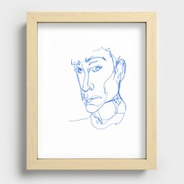 Angry Blue Guy Line Drawing Recessed Framed Print