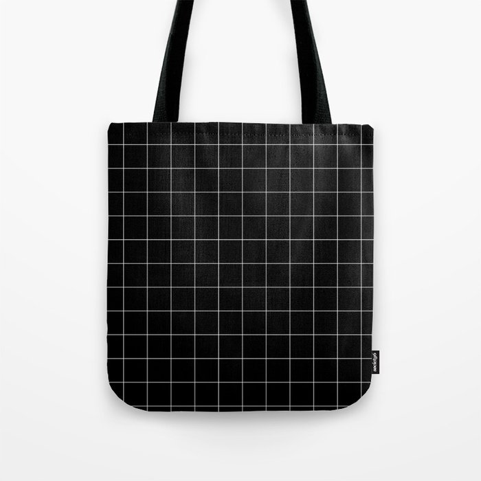 Windowpane Check Grid (white/black) Tote Bag