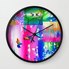 Hummingbird Collage Wall Clock