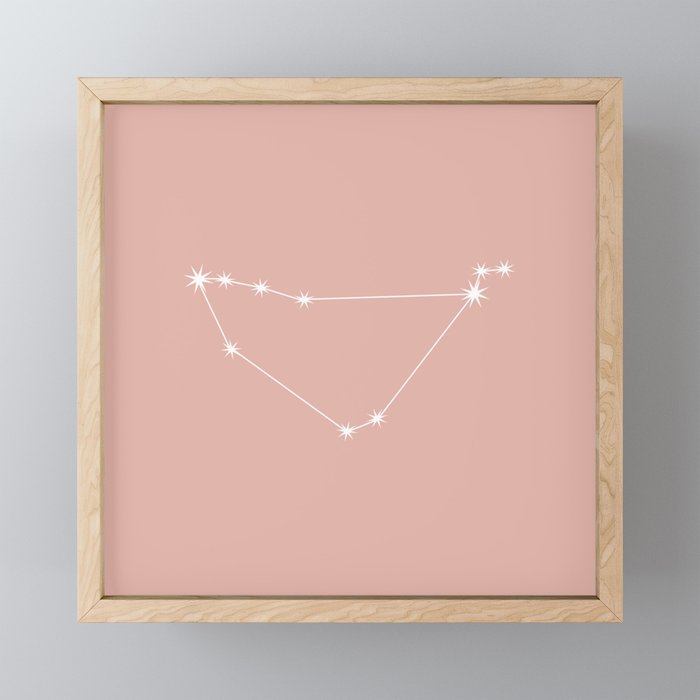 CAPRICORN Pastel Pink – Zodiac Astrology Star Constellation Framed Mini Art Print