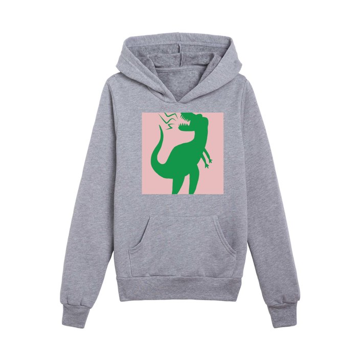 Color green t rex cut out minimalist Kids Pullover Hoodie