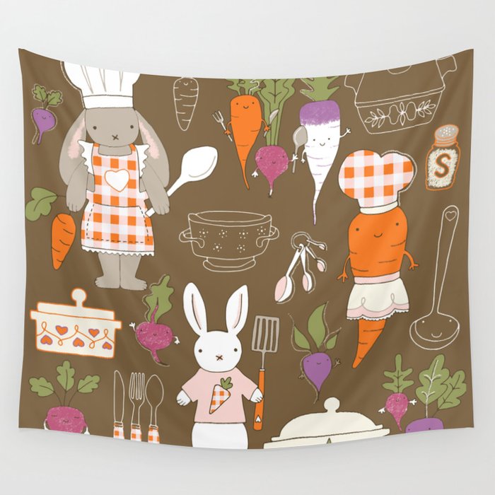 Rabbit Chef Wall Tapestry