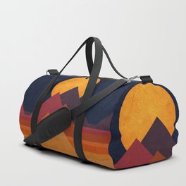Full moon and pyramid Duffle Bag | Painting, Cubism, Digital, Expressionism, Vintage, Retro, Moon, Pyramid, Abstract, Earth 