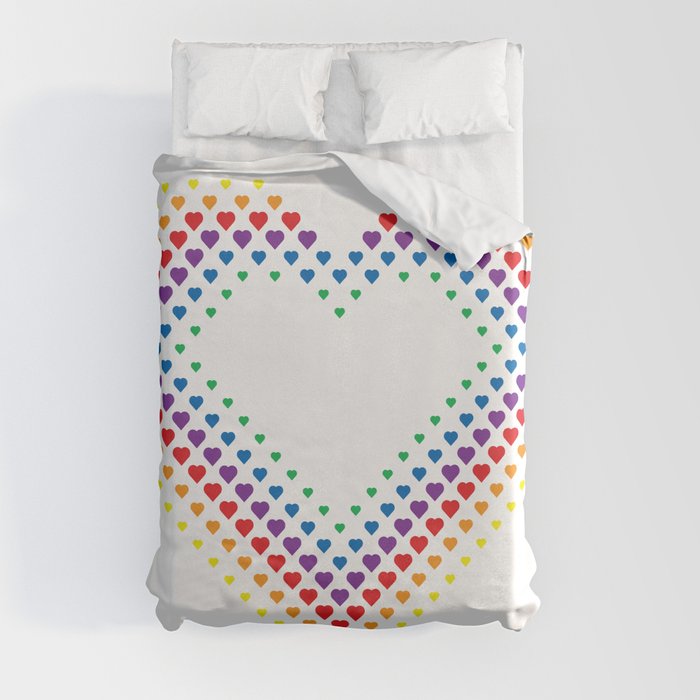 Halftone Heart Shaped Dots Rainbow Color Duvet Cover