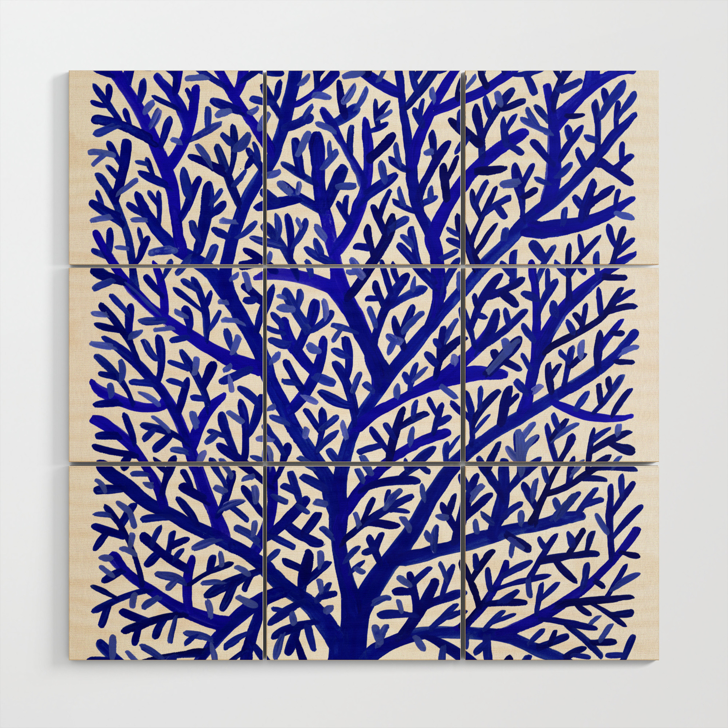 Fan Coral Navy Wood Wall Art By Catcoq Society6