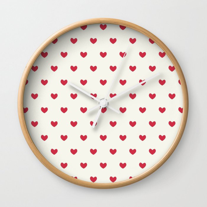 Cute Red Hearts Pattern Wall Clock