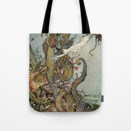 The Little Mermaid, Vintage Art Nouveau Illustration Tote Bag