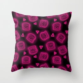 Neon Future Burgers in Pink Throw Pillow
