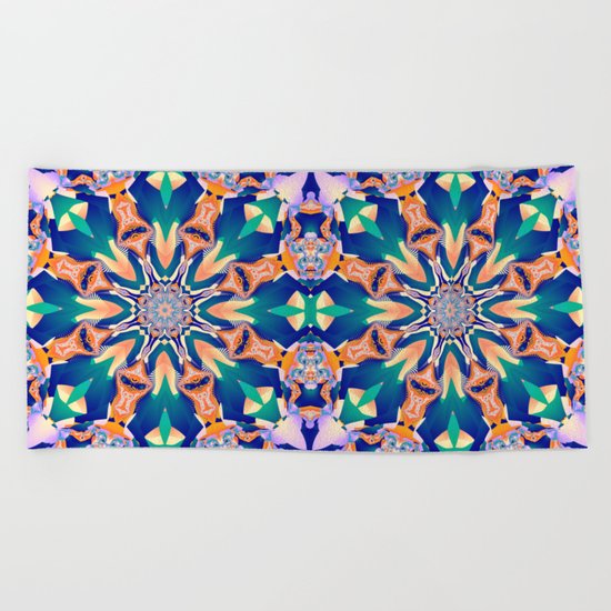 Abstract kaleidoscope with tribal patterns Beach Towel