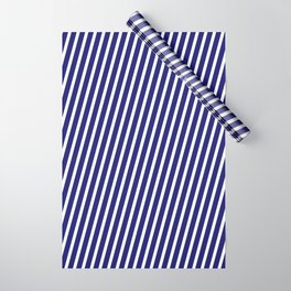 [ Thumbnail: Midnight Blue & White Colored Lines/Stripes Pattern Wrapping Paper ]