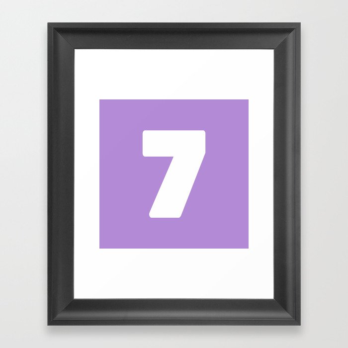 7 (White & Lavender Number) Framed Art Print