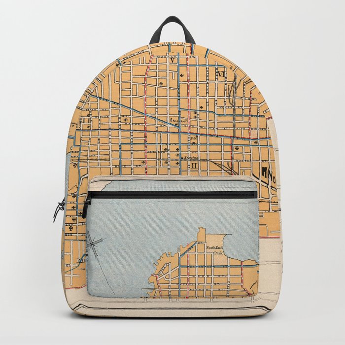 1915 Vintage Map of Hamilton, Ontario Backpack