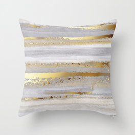 Luxury grey watercolor and gold texture Throw Pillow