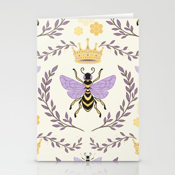 Queen Bee - Lavander Purple and Yellow Stationery Cards
