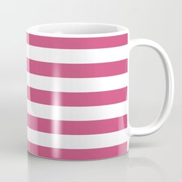 Horizontal lines. Stripes pattern. White and Raspberry Sorbet colors. Mug