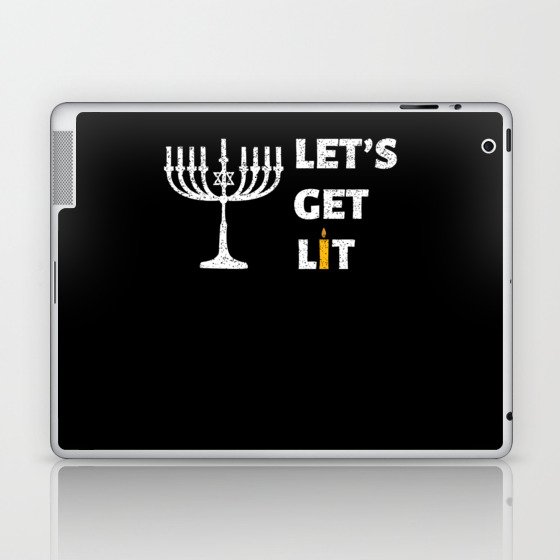 Funny Happy Hanukkah Candles Menorah Jewish Jew Laptop & iPad Skin