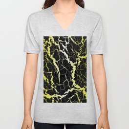 Cracked Space Lava - Yellow/White V Neck T Shirt