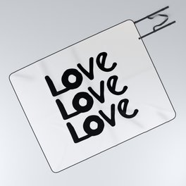 All you need is LOVE - black and white Picnic Blanket