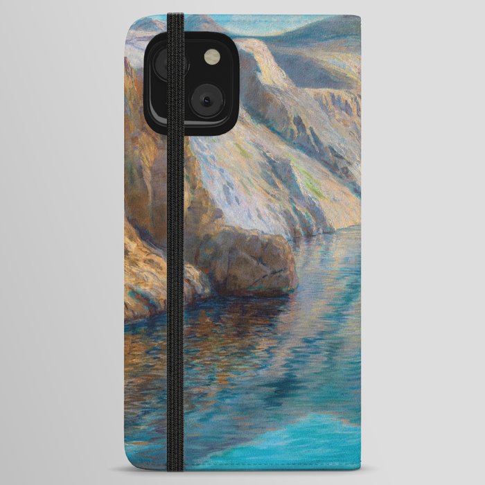 Žrnovnica lake and river, alpine mountain sapphire blue lake landscape painting Menci Clement Crnčić iPhone Wallet Case