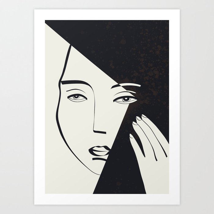 Abstract Face The Sad Woman Art Print By Heartskippedabeat