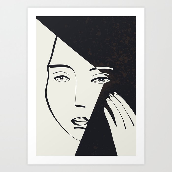 Abstract face - the sad woman Art Print