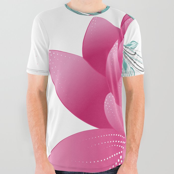 Pink lotus flower All Over Graphic Tee