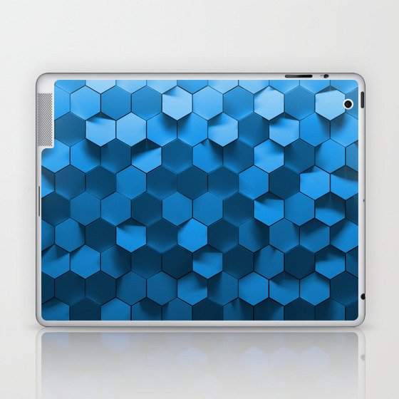 Blue hexagon abstract pattern Laptop & iPad Skin