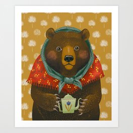 Teapot Babushka Bear Art Print