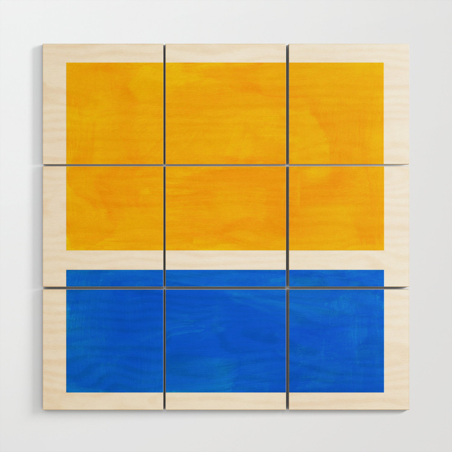 Primary Yellow Cerulean Blue Mid Century Modern Abstract