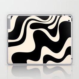 Retro Liquid Swirl Abstract in Black and Almond Cream 2 Laptop & iPad Skin