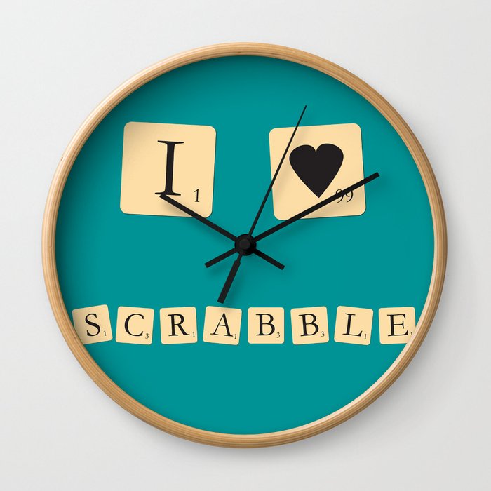 I heart Scrabble Wall Clock