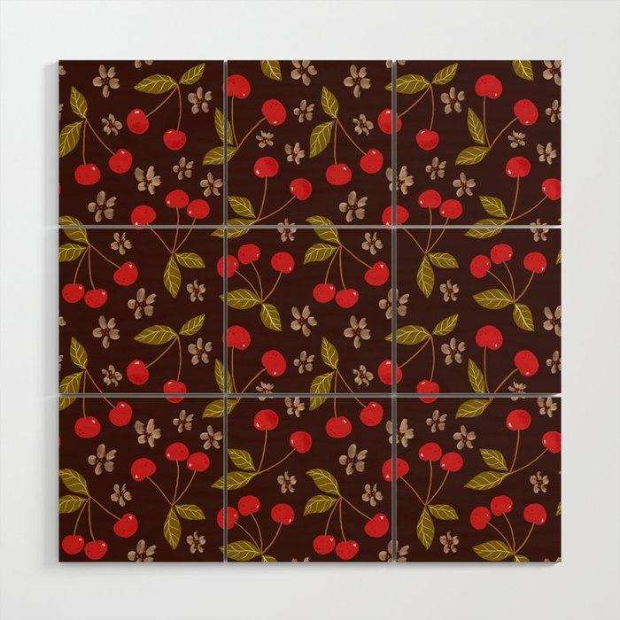 Cherries and Cherry Blossoms Wood Wall Art