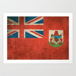 Old and Worn Distressed Vintage Flag of Bermuda Art Print | Distressedbermudaflag, Vintagebermudaflag, Bermudan, Wornbermudaflag, Vintageflag, Bermuda, Vintage, Graphicdesign, Bermudaflag, Flagofbermuda 