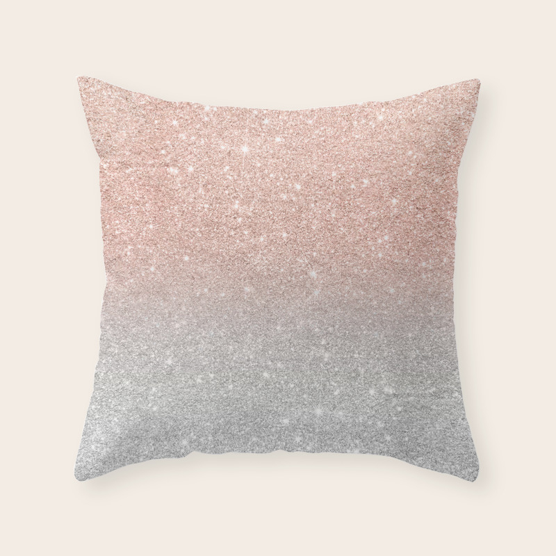 Modern Trendy Rose Gold Glitter Ombre Silver Glitter Throw Pillow