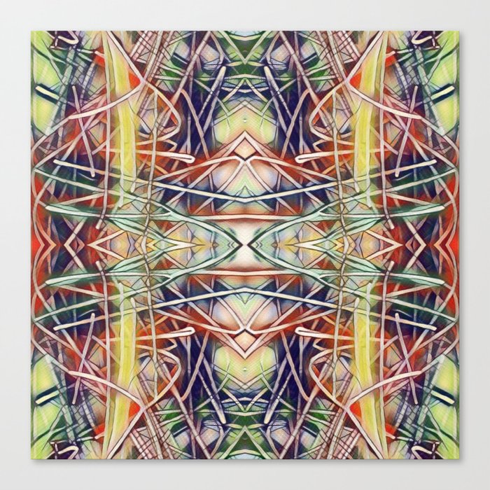 Burst Of Colorful Lines Mandala  Canvas Print