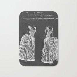 1887 Lady's Dress Patent Print Bath Mat | Vintagefashion, Gown, Drawing, Headless, Clothing, Woman, Patentprint, Seamstress, Ink Pen, Fashion 