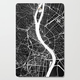 Budapest, Hungary, City Map - Black Cutting Board