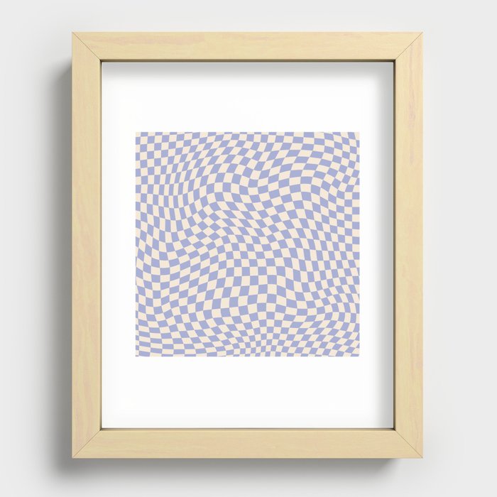 Calming Chequered Swirl in Moody Lavender Recessed Framed Print