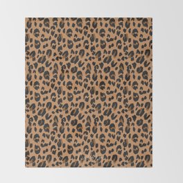 Leopard - Black Brown on Tan Throw Blanket