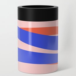 Pop Swirl Wavy Abstract Pattern Royal Blue Pink Red Orange Can Cooler